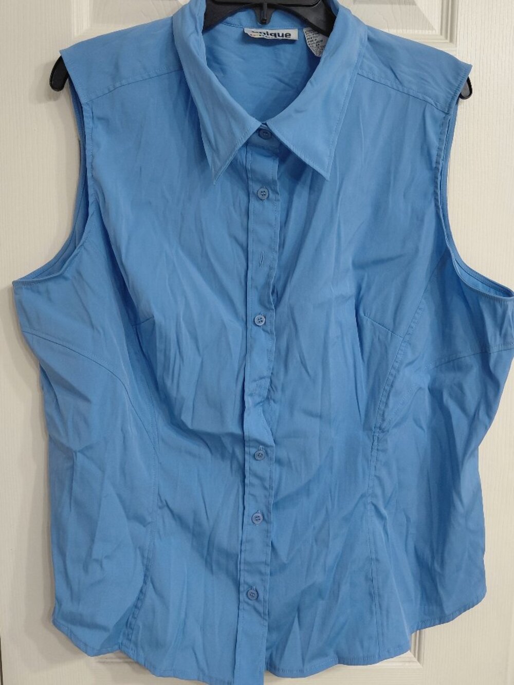 Blue Button-Down Tank Top
